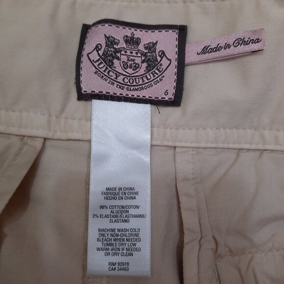 Vintage Y2K Juicy Couture Beige Chino Mini Shorts With Buttons Size 6 Mid Rise - Picture 2 of 7